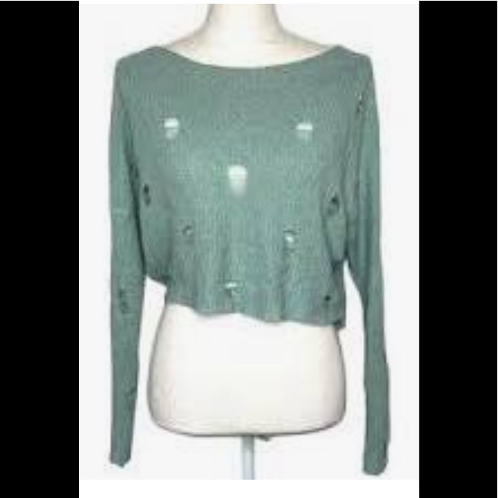 Express Distressed Cropped Sweater Size Small